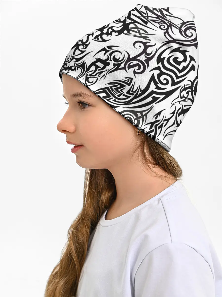 Детская шапка / ТАТУ ЧЕРНО БЕЛОЕ УЗОР