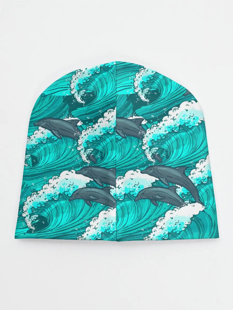 Детская шапка / Дельфины в море