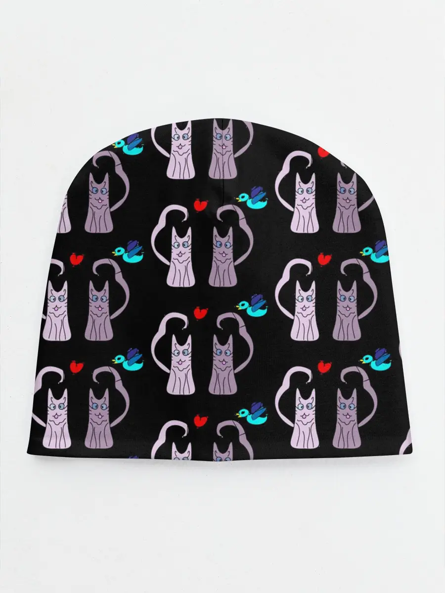 Детская шапка / Фиолетовые котики