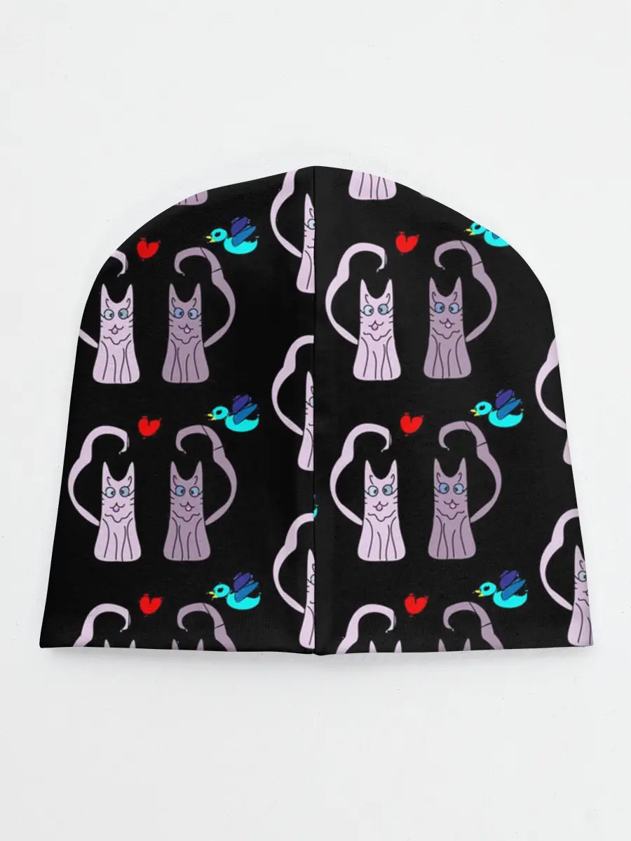 Детская шапка / Фиолетовые котики