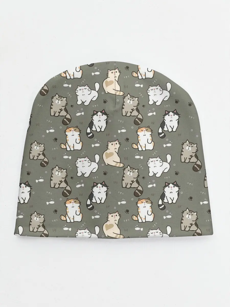 Детская шапка / Кошечки с рыбками