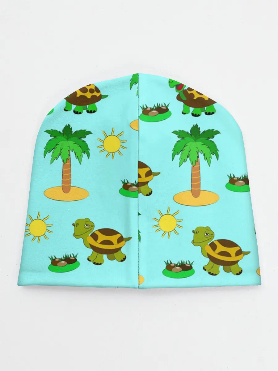 Детская шапка / черепашки и пальмы