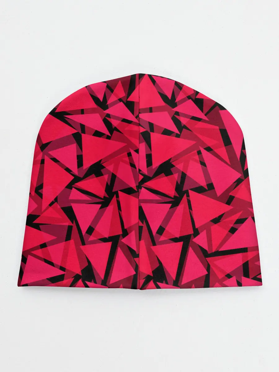 Детская шапка / Красно-черный полигональный