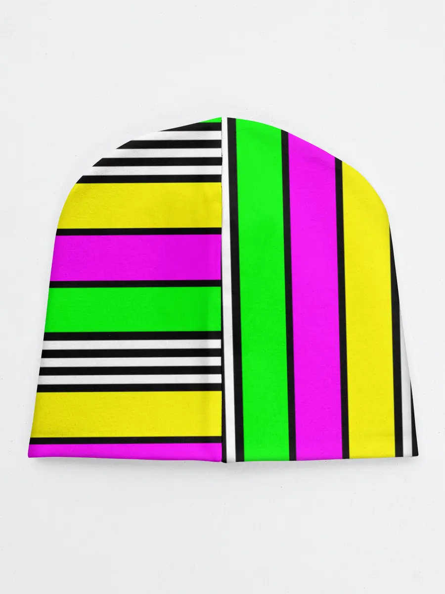 Детская шапка / полосатый неоновый модный узор