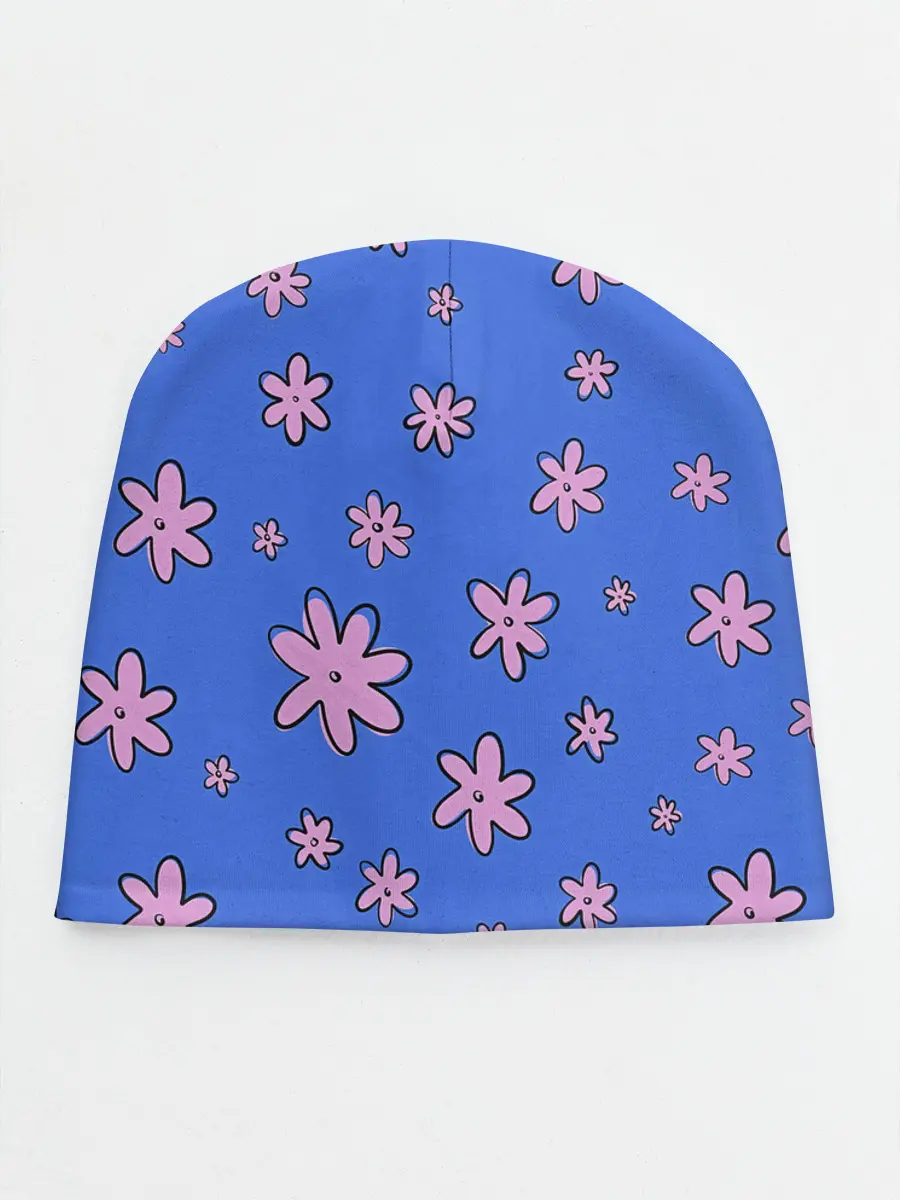 Детская шапка / Цветочки рисованные