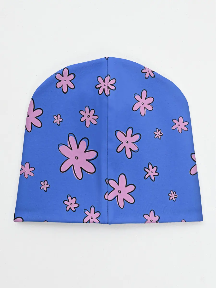 Детская шапка / Цветочки рисованные