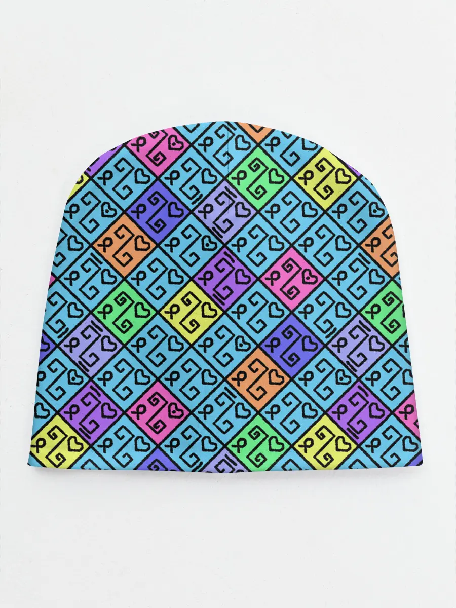 Детская шапка / Неоновый яркий абстрактный узо