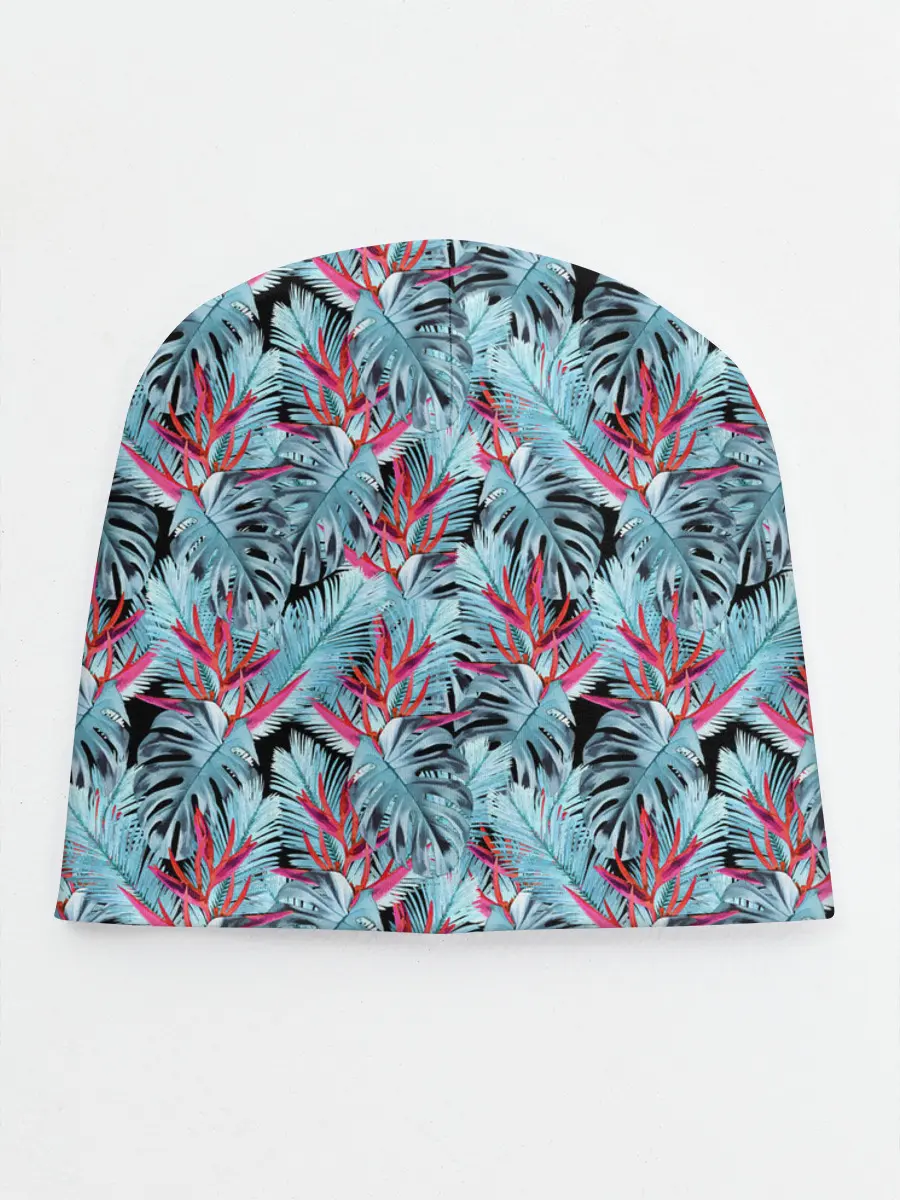 Детская шапка / Розово-голубой тропический