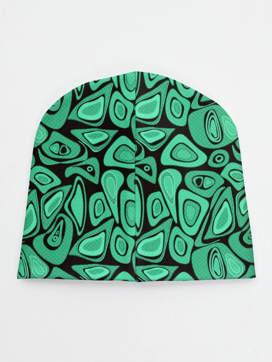 Детская шапка / Зеленый абстрактный узор