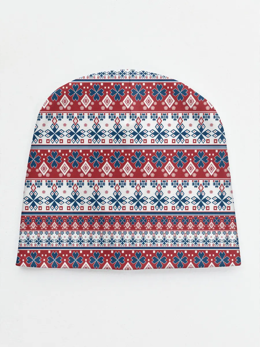 Детская шапка / Этнический красно-синий узор