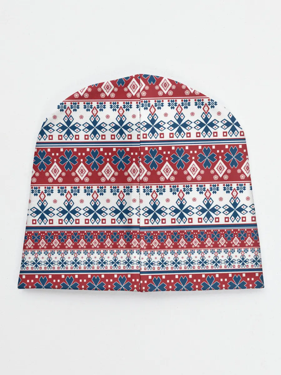 Детская шапка / Этнический красно-синий узор