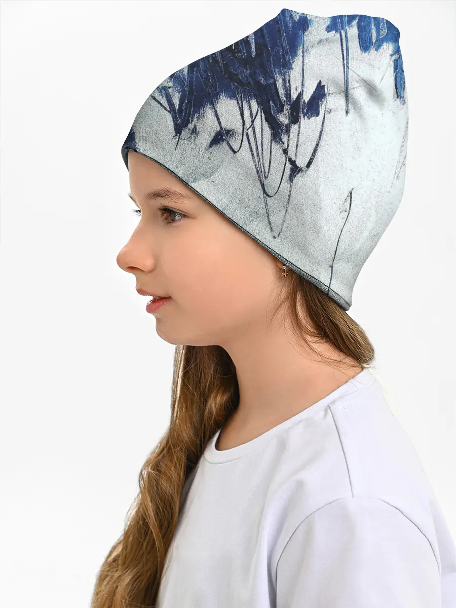 Детская шапка / Серо-синее абстрактное