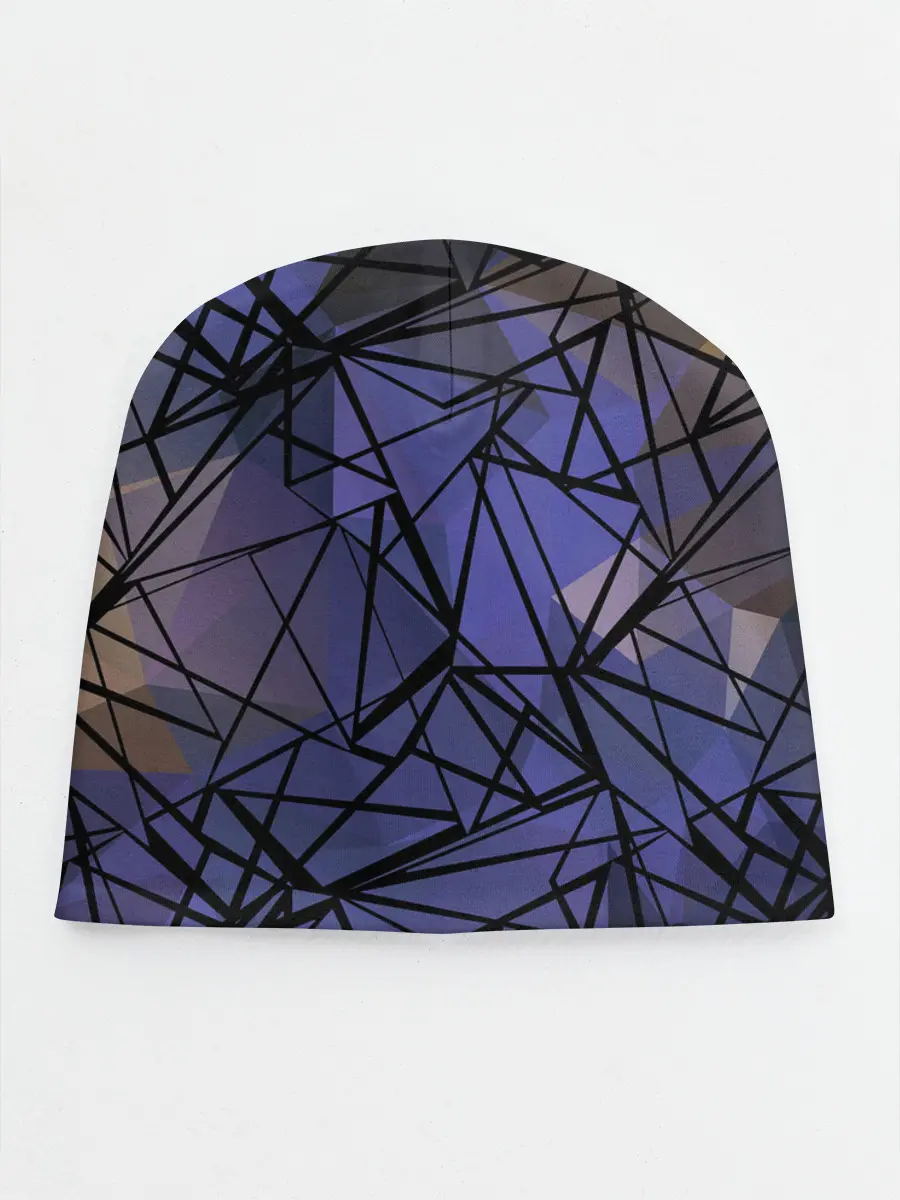 Детская шапка / Синий-бежевый абстрактный узор