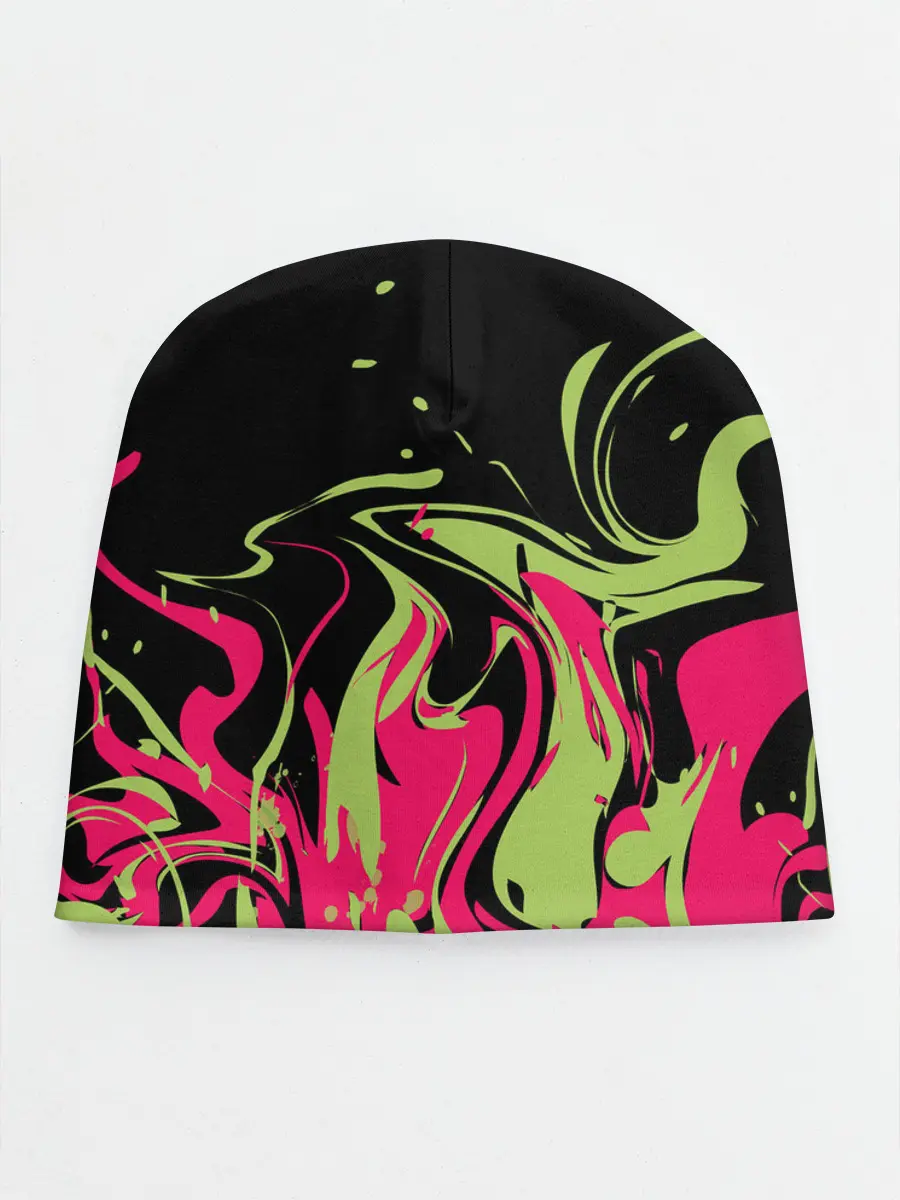 Детская шапка / Черно малиновый абстрактный