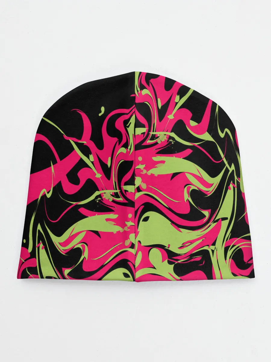 Детская шапка / Черно малиновый абстрактный