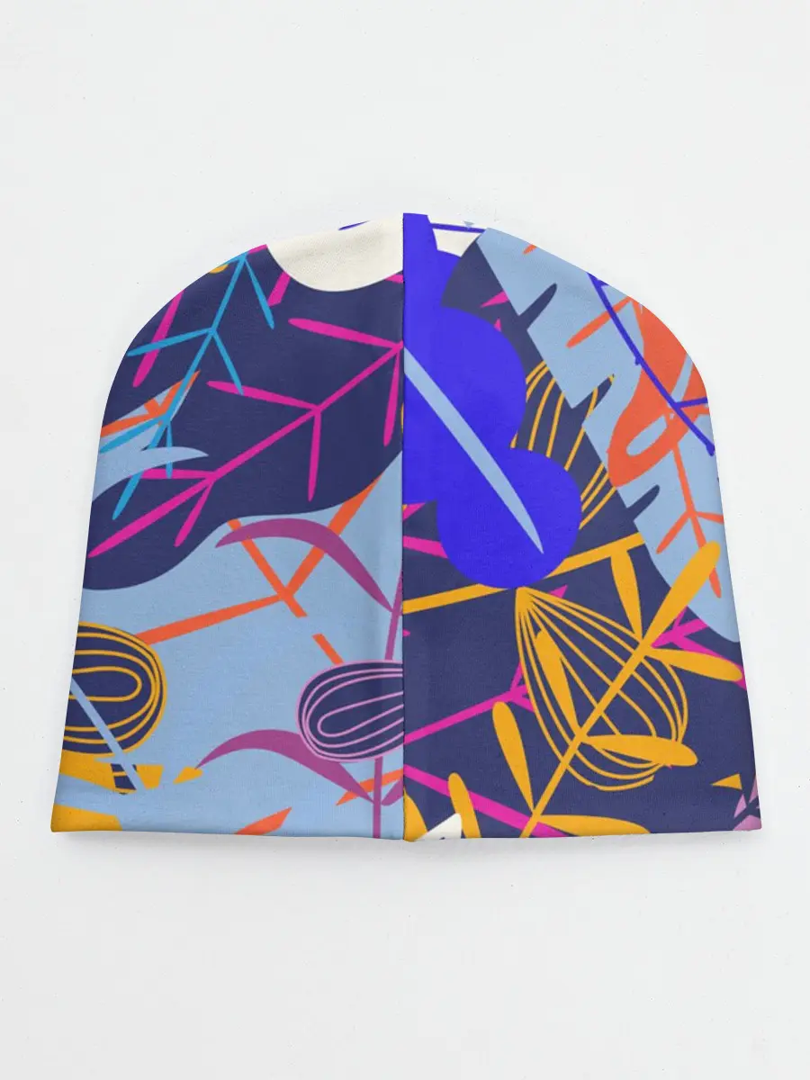 Детская шапка / листья цветы текстура паттэрн