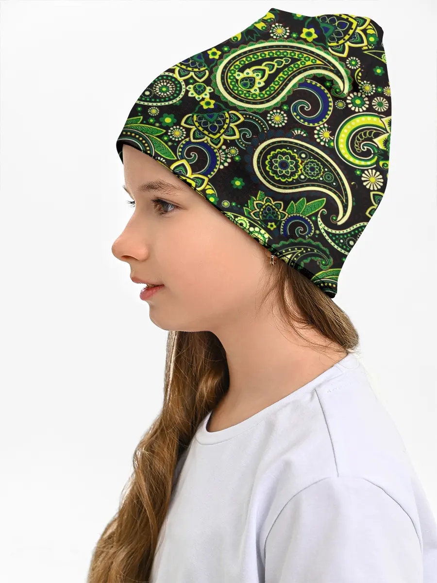 Детская шапка / Ярко зеленые славянские узоры
