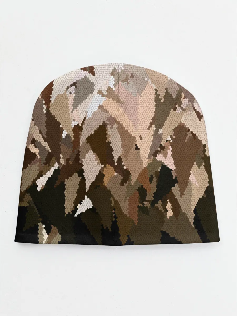 Детская шапка / Бежево-коричневая мозаика