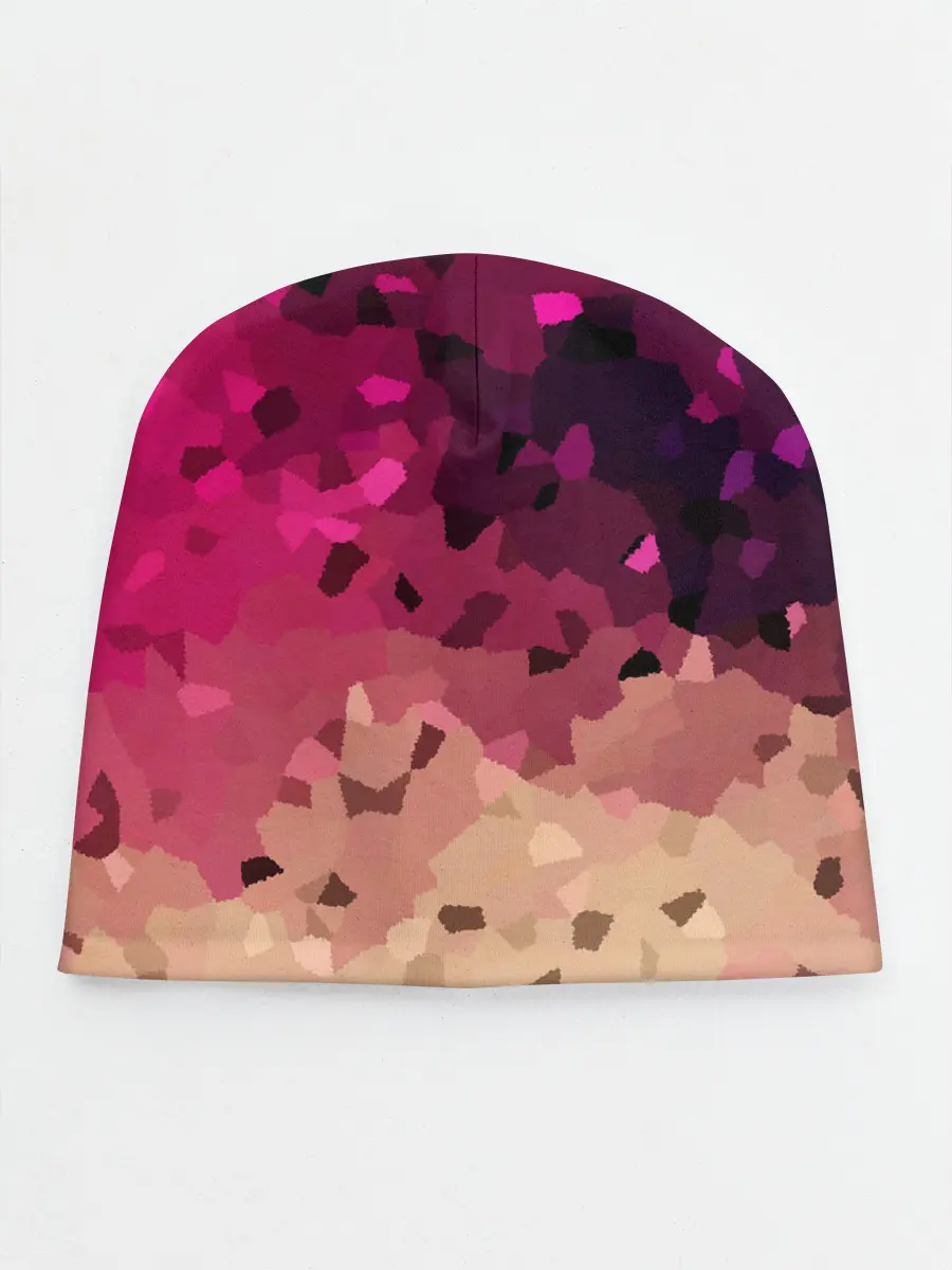 Детская шапка / Бежево-малиновый абстрактный