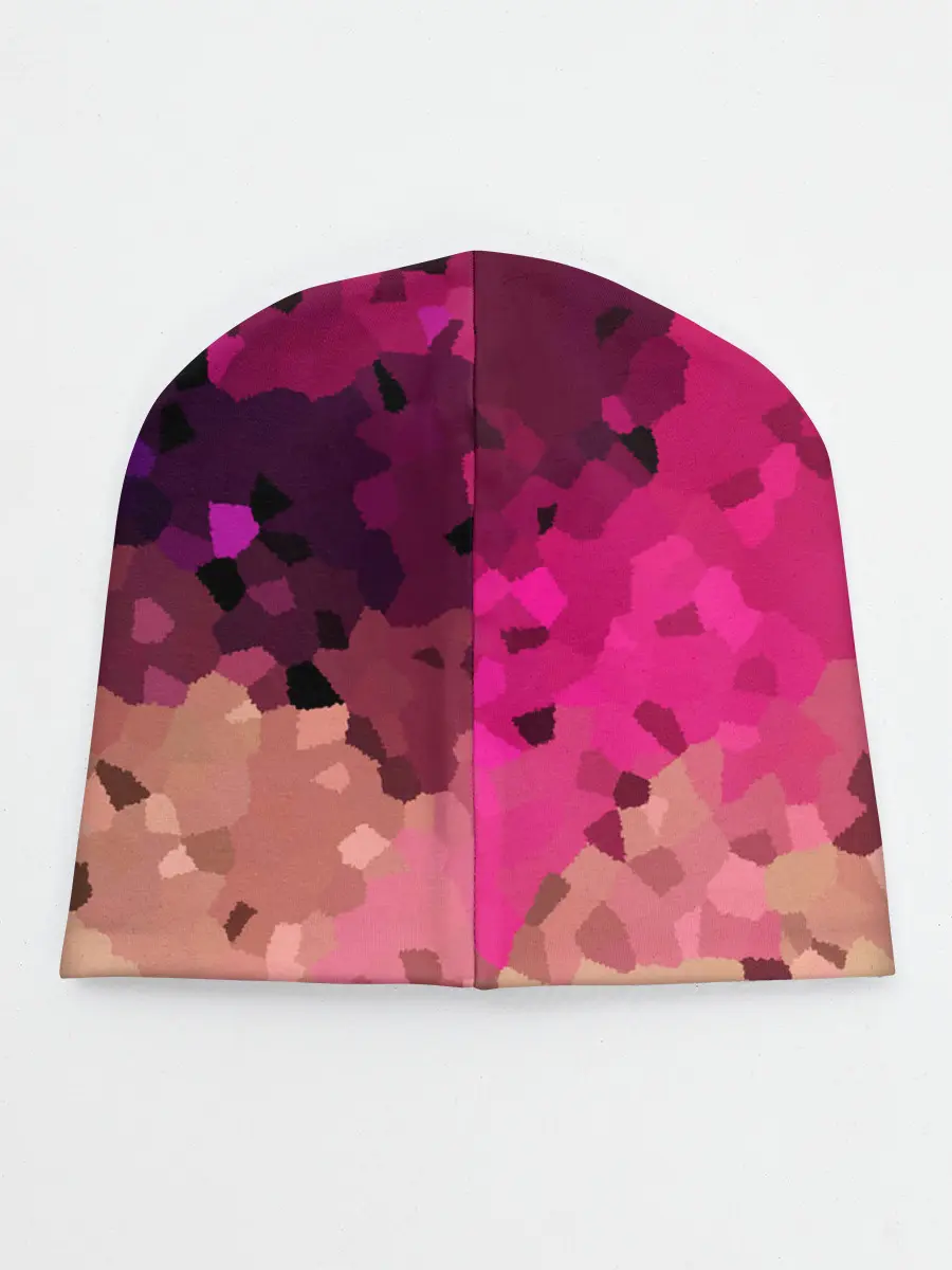 Детская шапка / Бежево-малиновый абстрактный