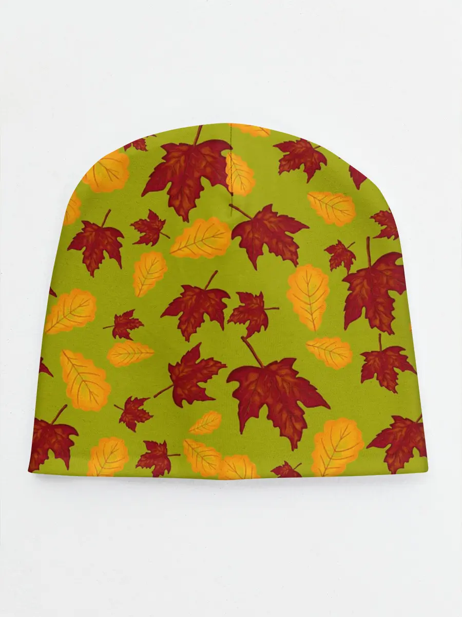 Детская шапка / осенние листья клён и дуб