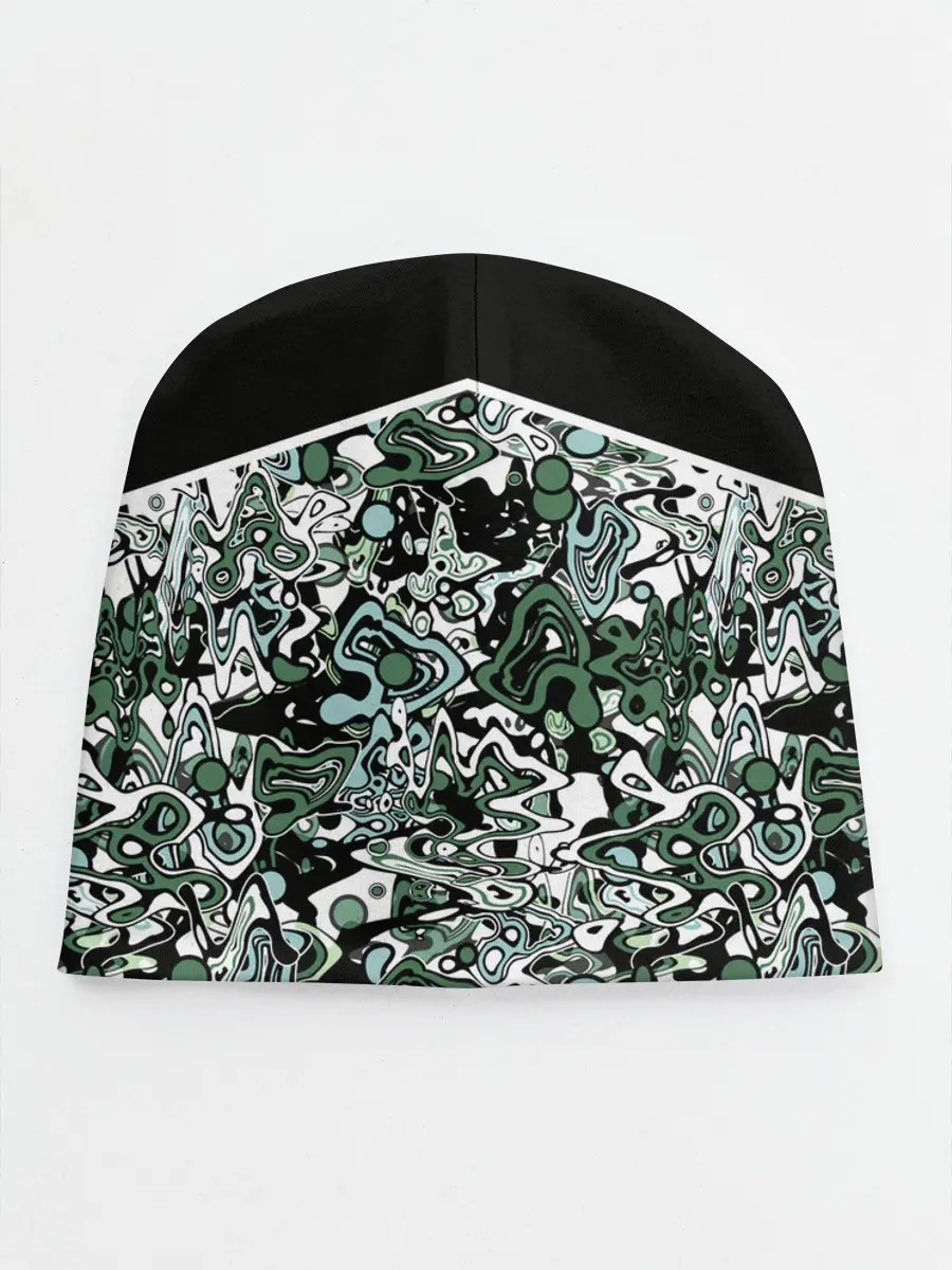 Детская шапка / Черно-зеленые каракули