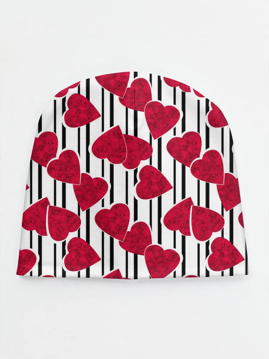 Детская шапка / Полосатый узор сердце