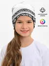 Детская шапка / Черно-белый цветочный принт