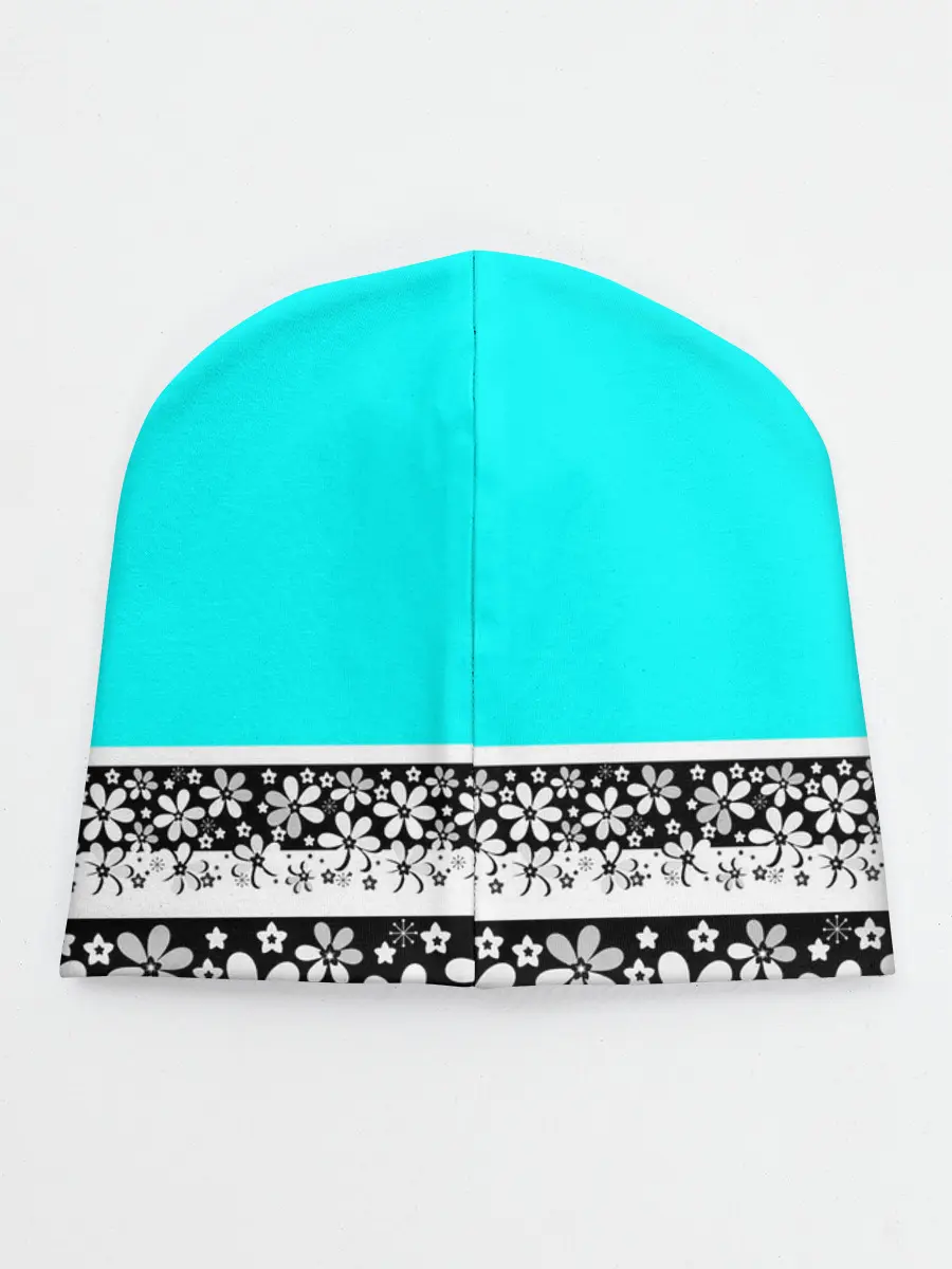 Детская шапка / Цветочный бирюзовый узор