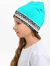 Детская шапка / Цветочный бирюзовый узор