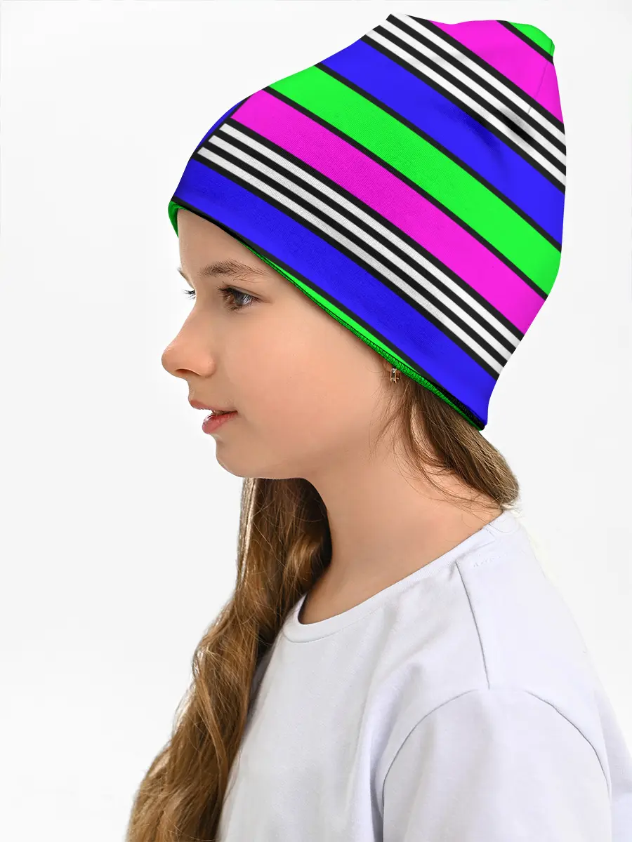 Детская шапка / Полосатый яркий летний узор