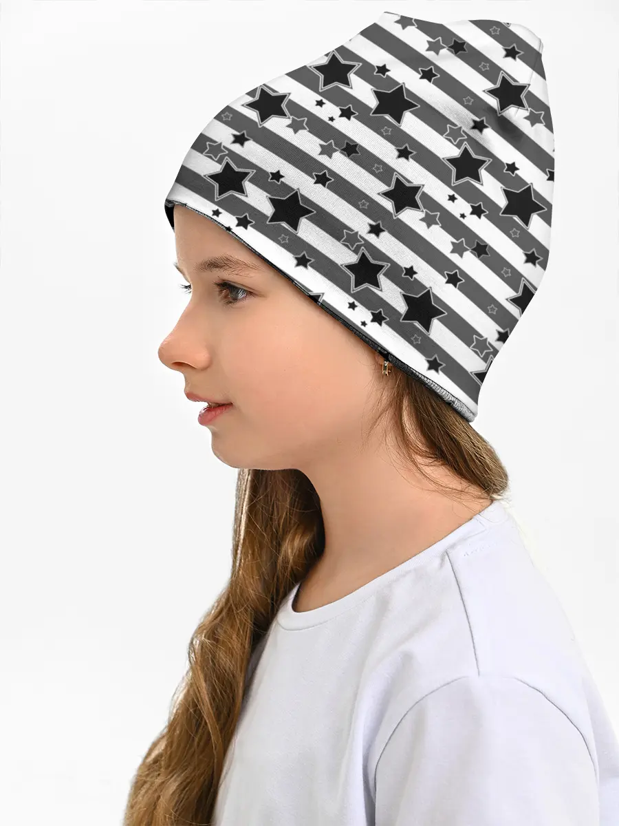 Детская шапка / Черно-белый полосатый узор