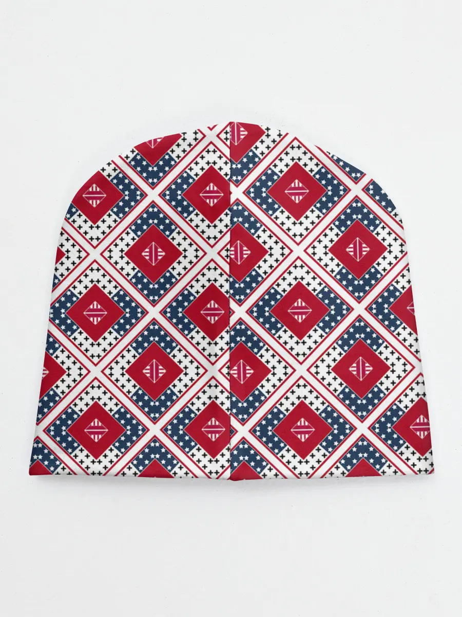 Детская шапка / Красно-синий плед -клетка