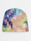 Детская шапка / Абстрактный бежево-синий узор