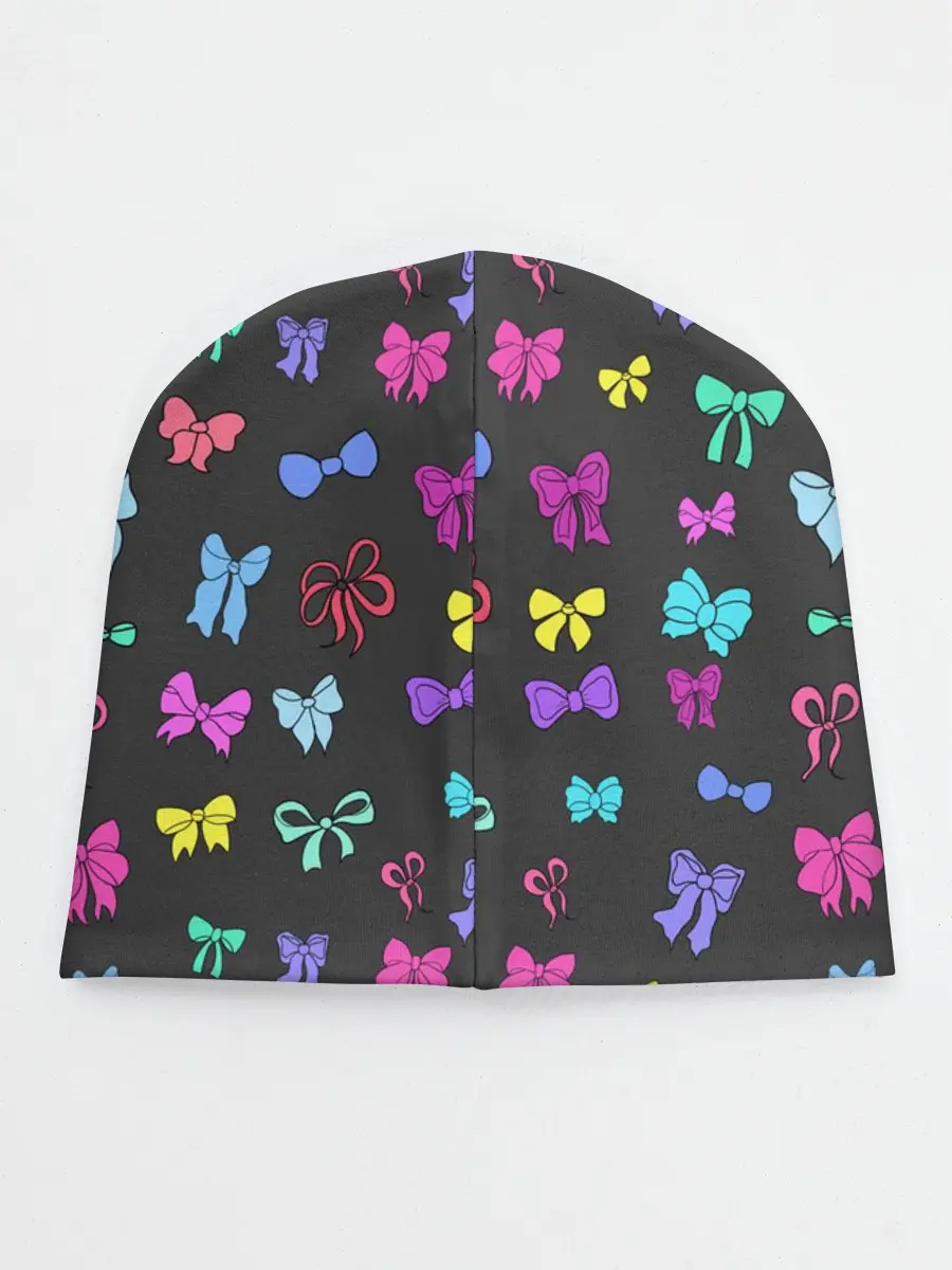 Детская шапка / банты радужные на темно-сером
