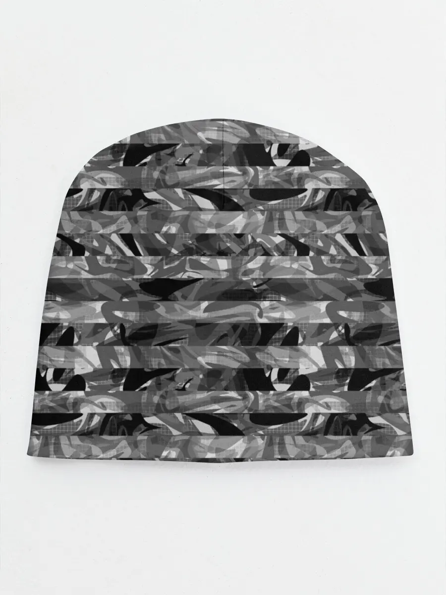 Детская шапка / Черно -белый полосатый узор