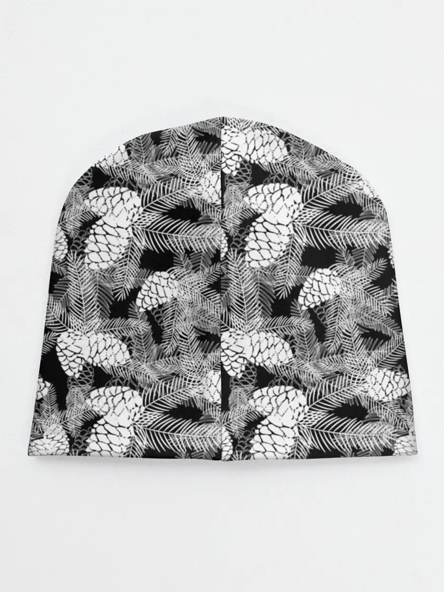 Детская шапка / Черно-белый узор шишки