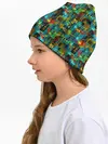 Детская шапка / Разноцветные штрихи на бирюзе