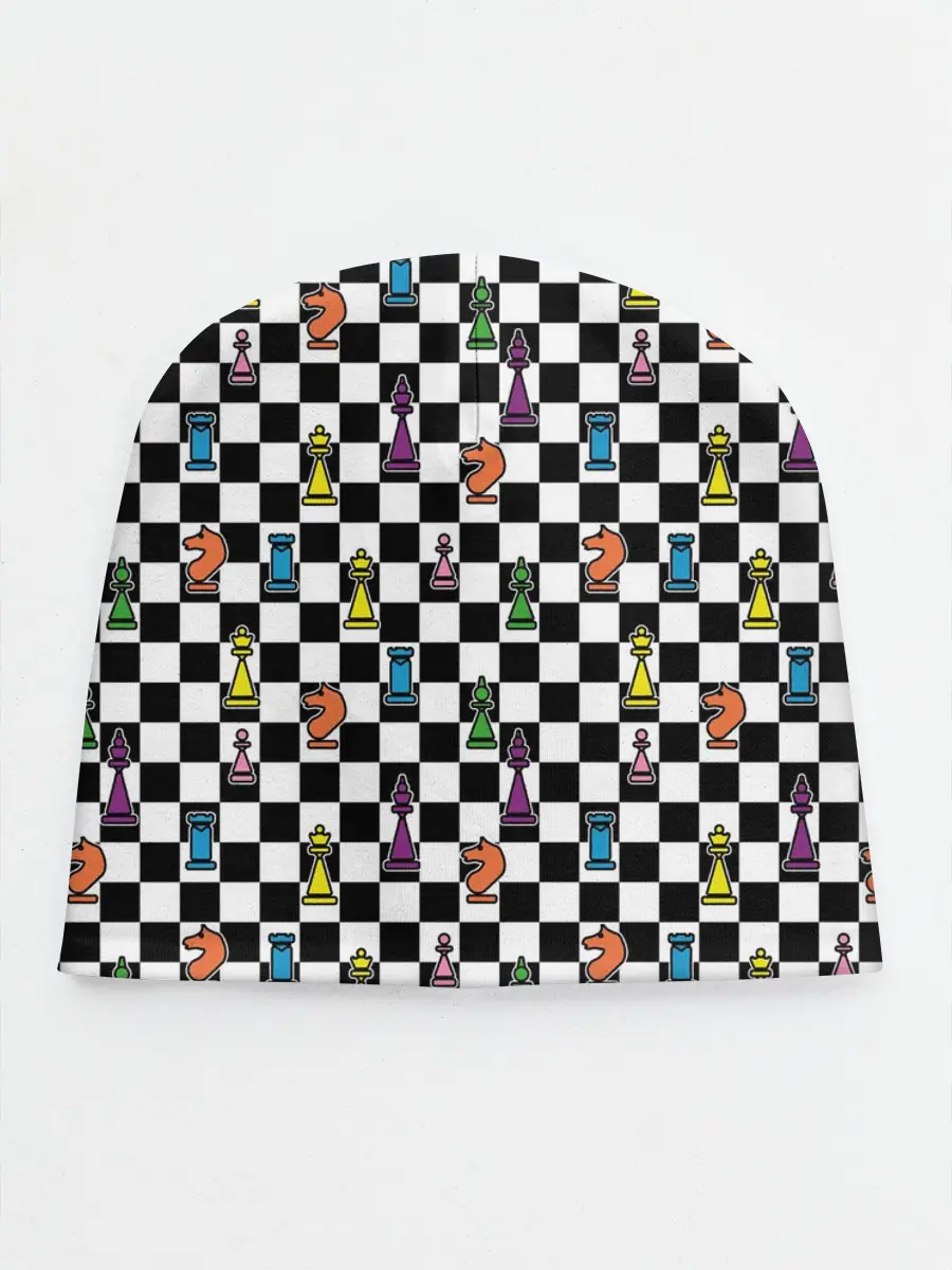 Детская шапка / Яркая шахматная доска