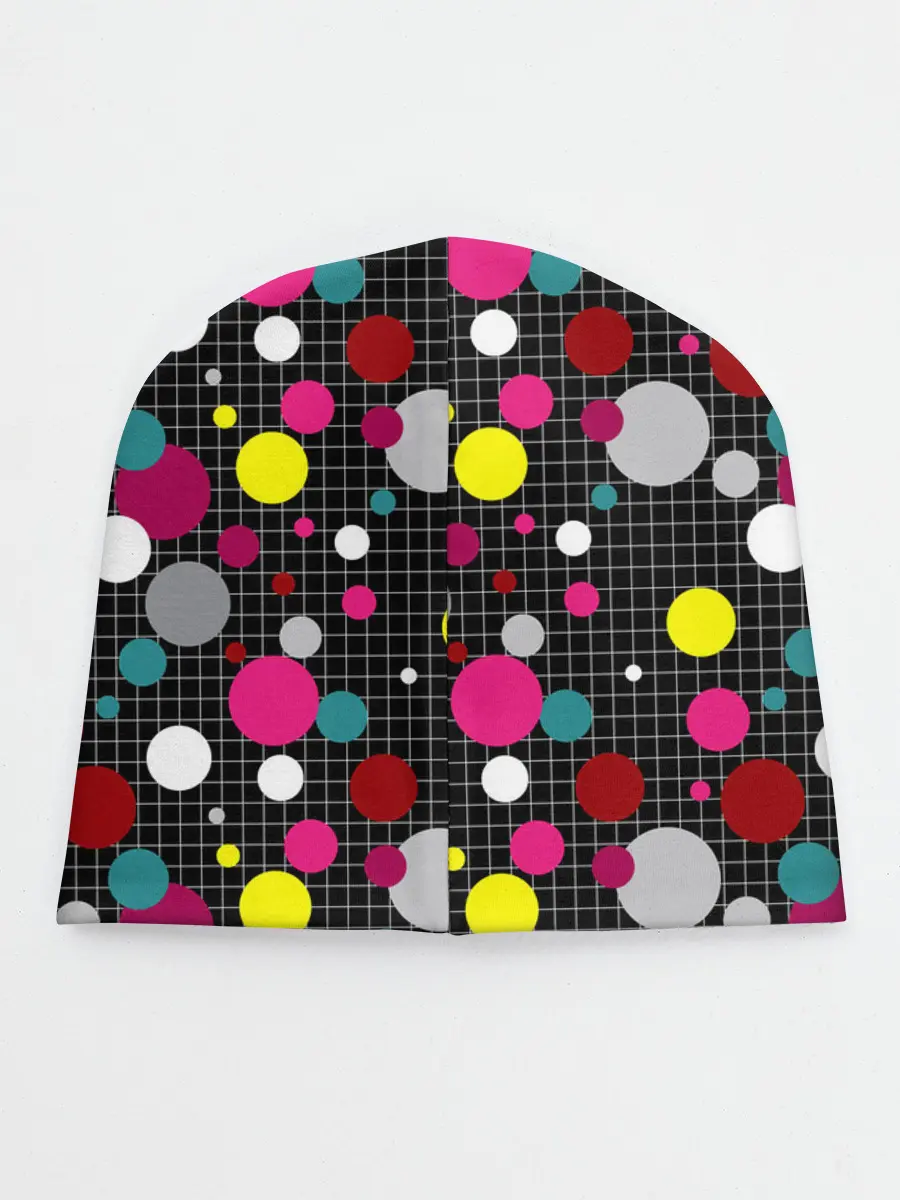 Детская шапка / Разноцветный горох на черном