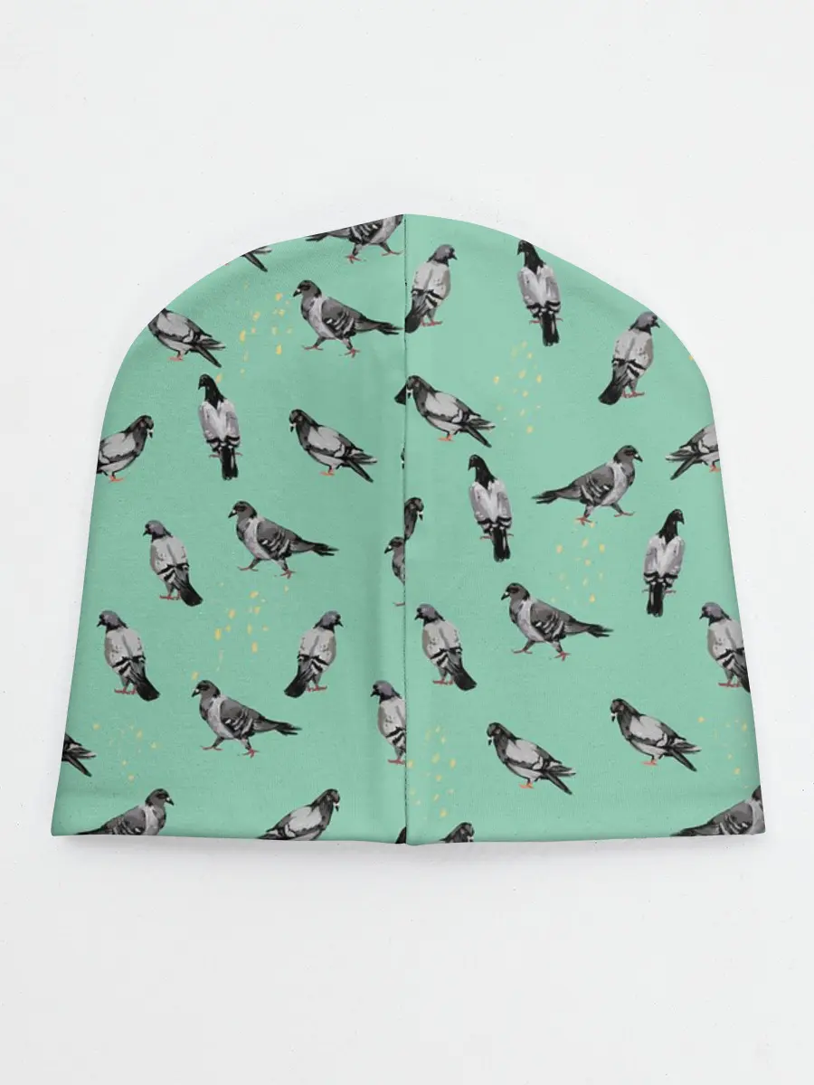 Детская шапка / Голуби на зеленом