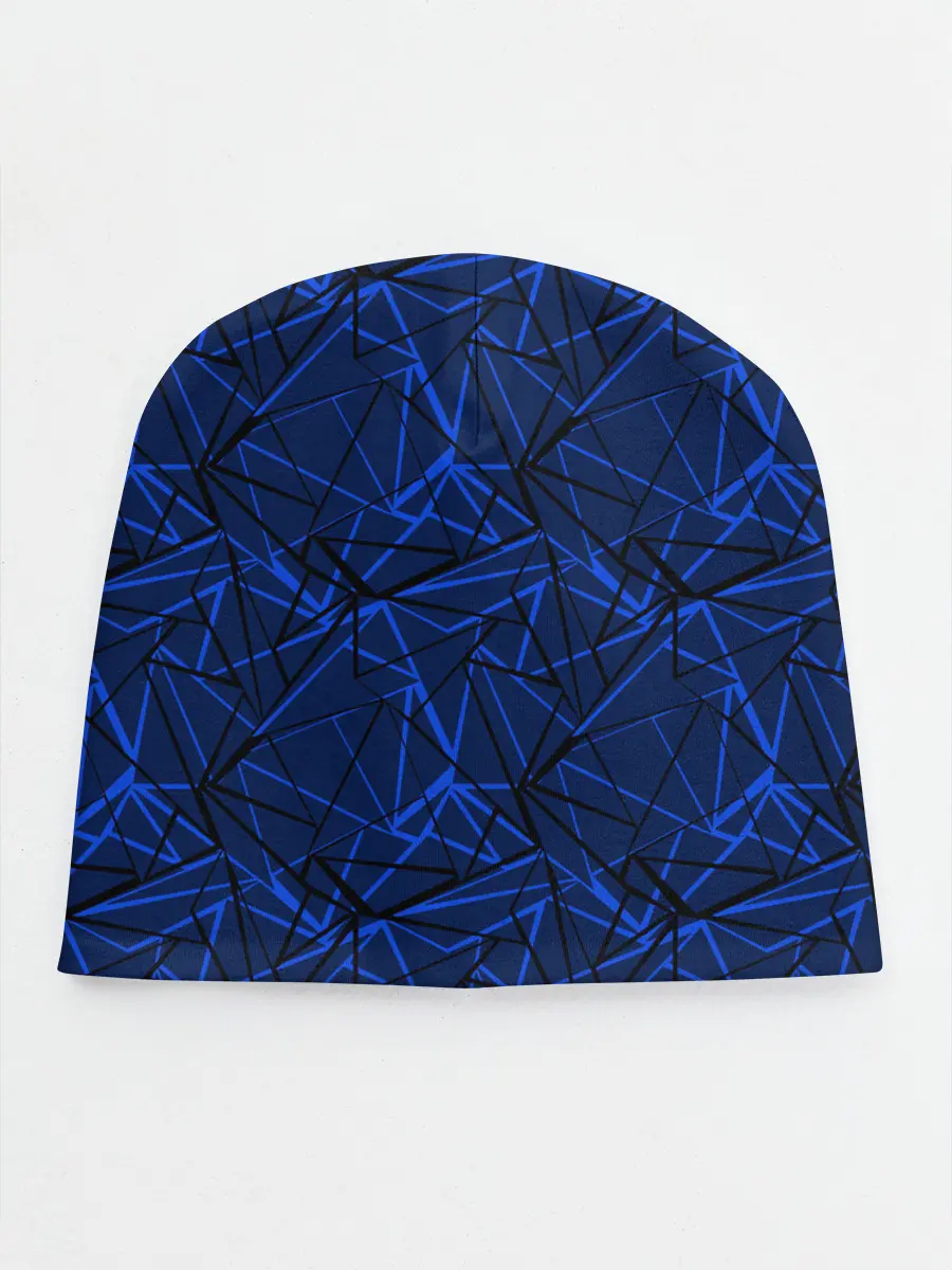 Детская шапка / Черно-синий геометрический