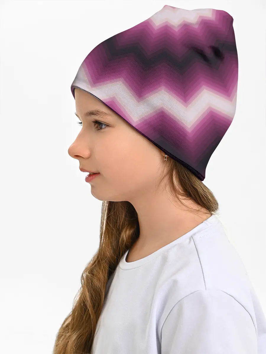 Детская шапка / Черно-пурпурный калейдоскоп