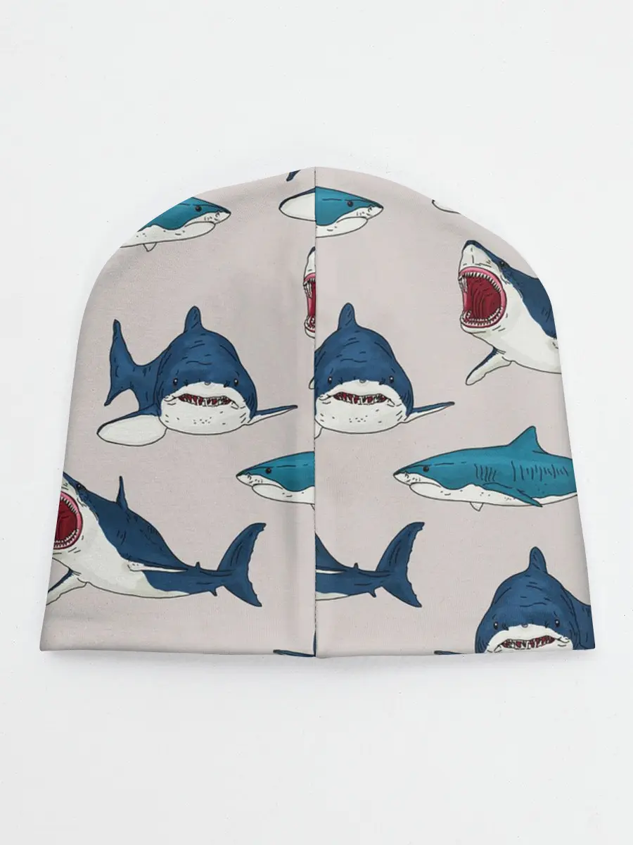 Детская шапка / Кровожадные акулы паттерн
