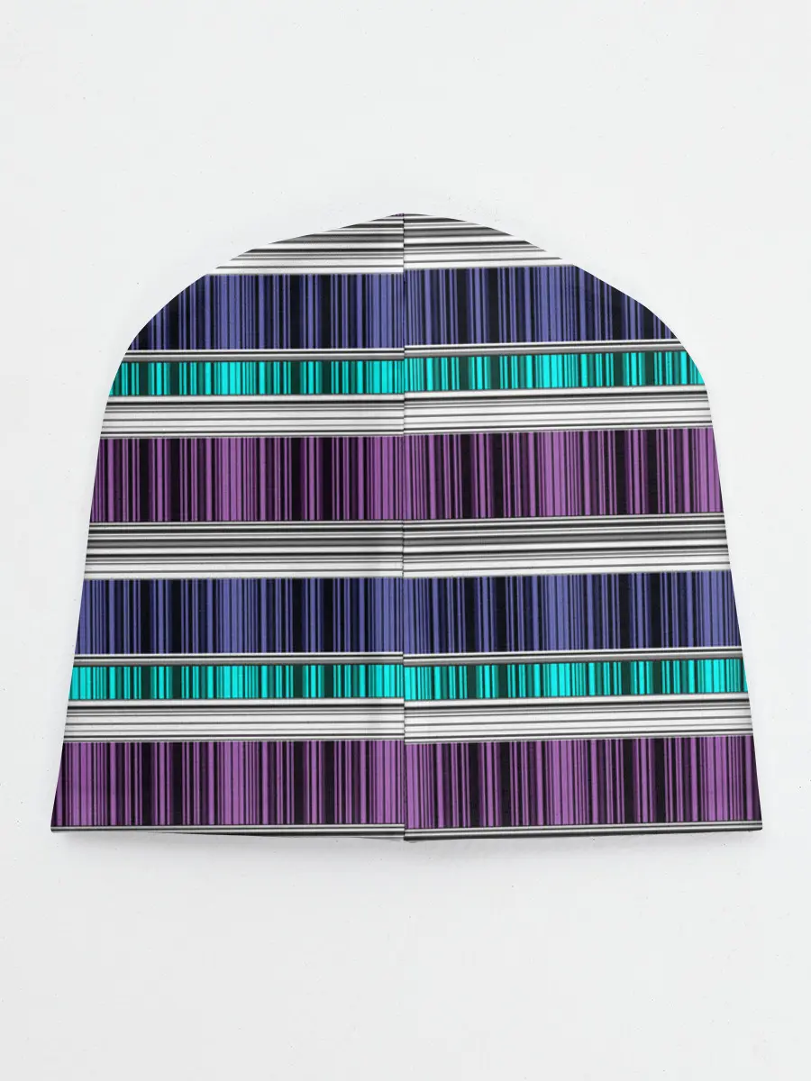 Детская шапка / Бирюзово-сиреневый полосатый