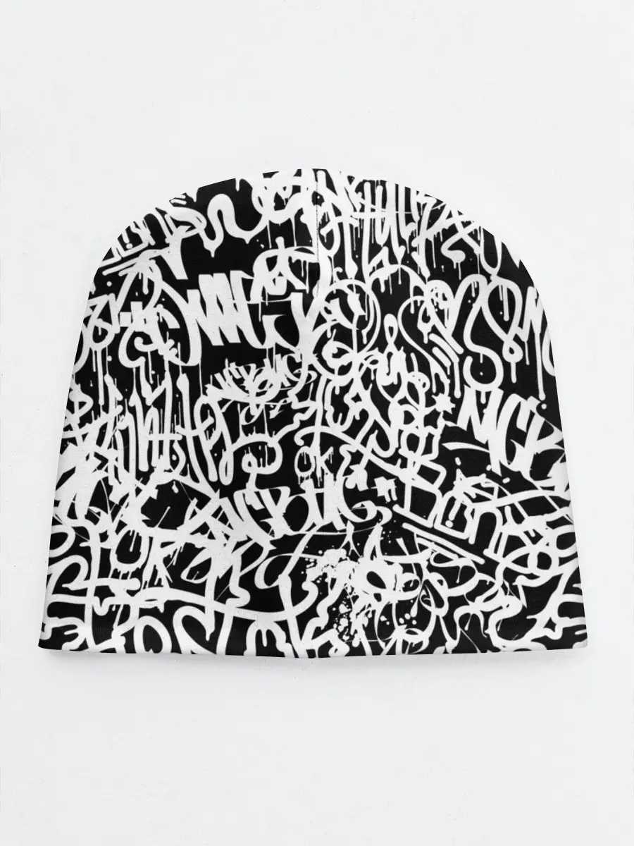 Детская шапка / Graffiti white on black