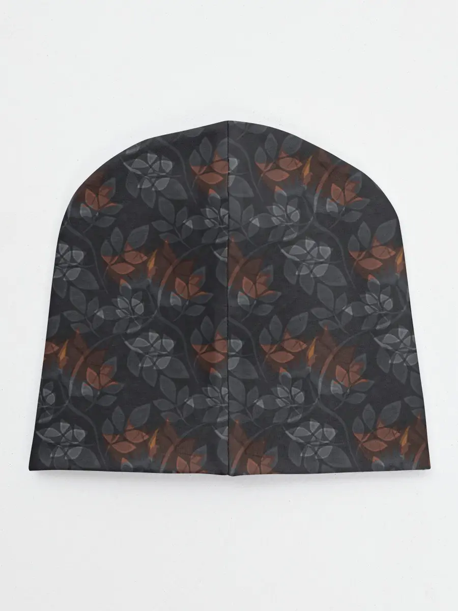 Детская шапка / Серо-коричневый цветочный узор