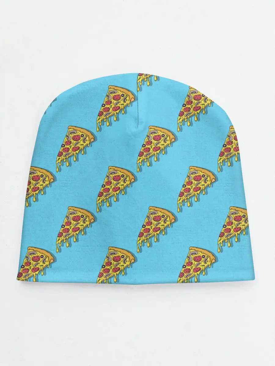Детская шапка / Пицца паттерн на голубом