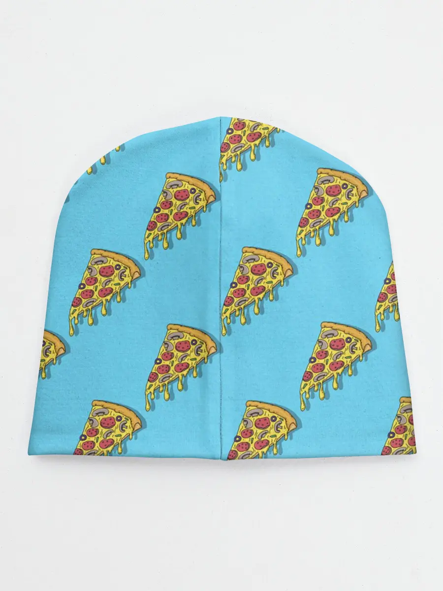 Детская шапка / Пицца паттерн на голубом