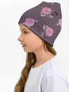 Детская шапка / Камелии на вишневом фоне